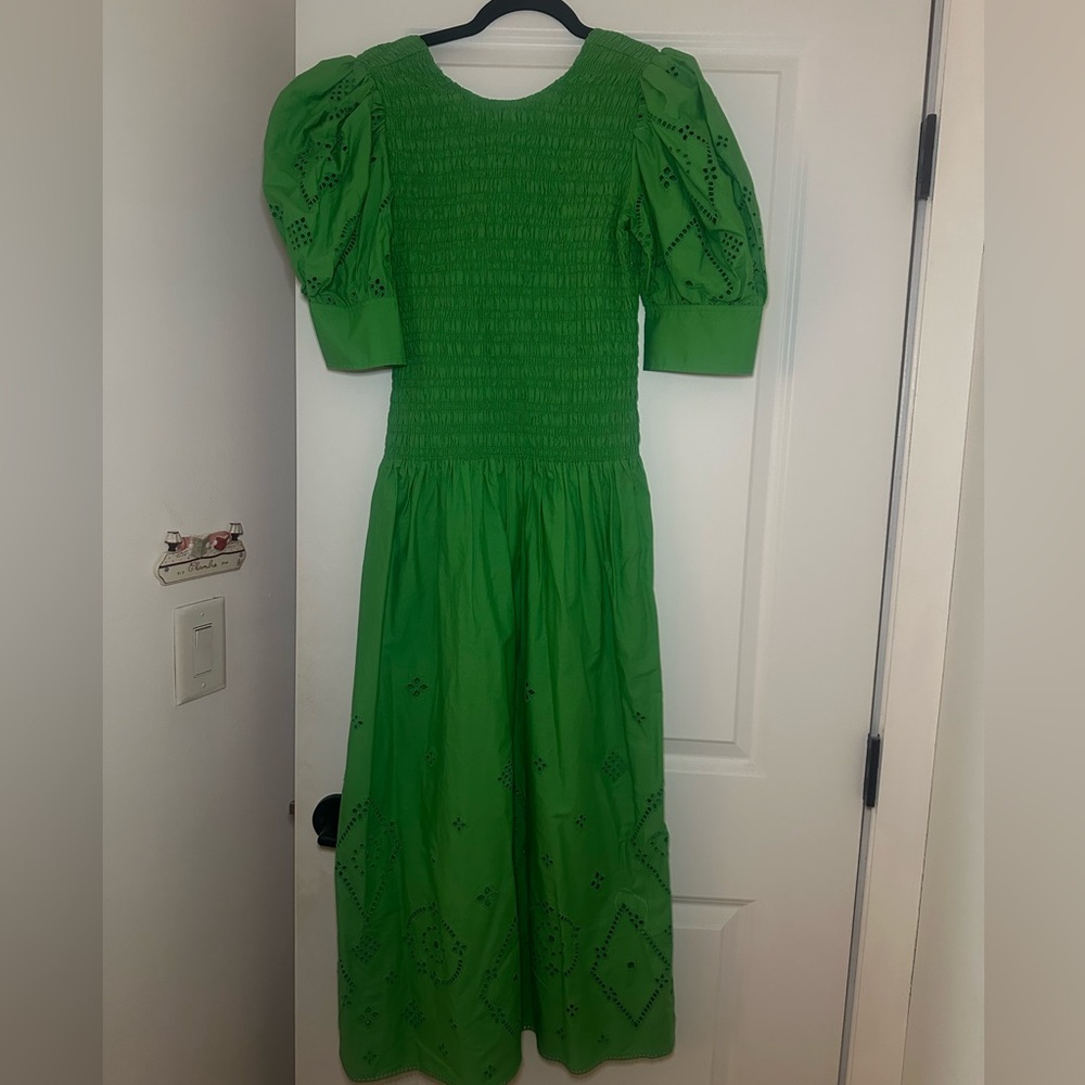 Ganni Vibrant Green Textured Dress